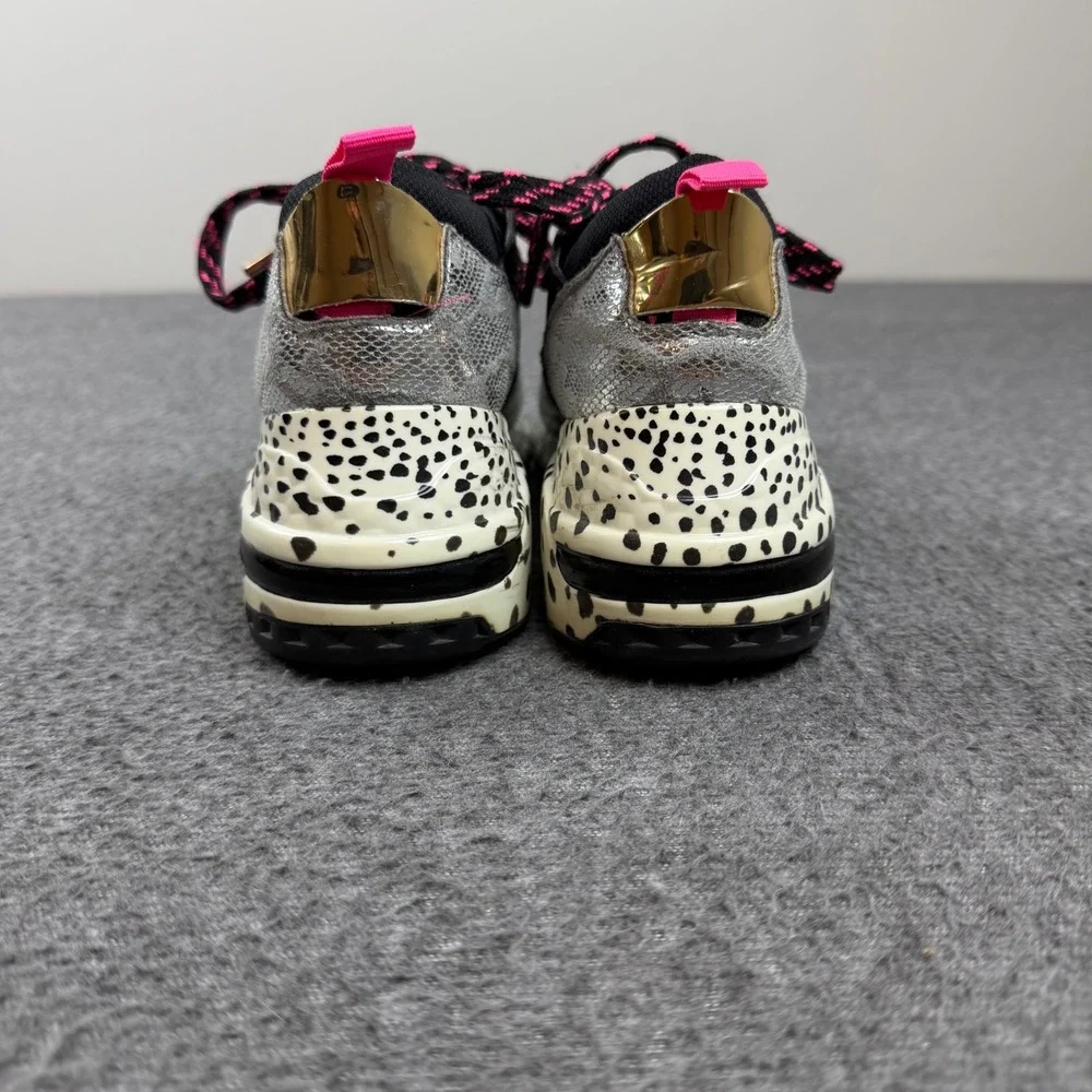 Steve Madden Sneakers Women's 38 Black Silver Animal Print Chunky Platform Shoes